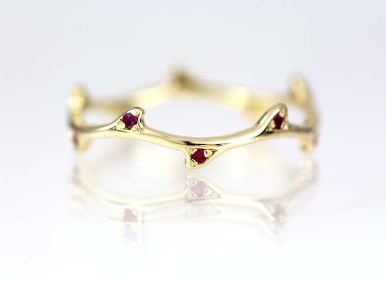 Ruby Ring Rose Gold Ring / Rose Gold Tree Ring Ruby/ 14k Solid Gold Ring Ruby/ Genuine Natural Ruby Branch Ring for Women / July Birthstone Yellow Gold