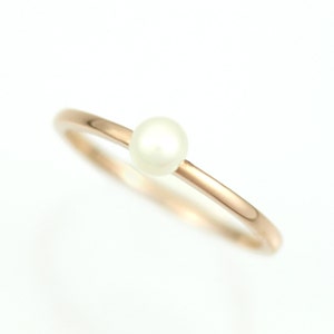 Pearl Ring Gold, Gold Pearl Wedding Ring, Pearl Engagement Ring Gold, Freshwater Pearl Ring, 14k Solid Gold Freshwater Cultured Pearl Ring image 2