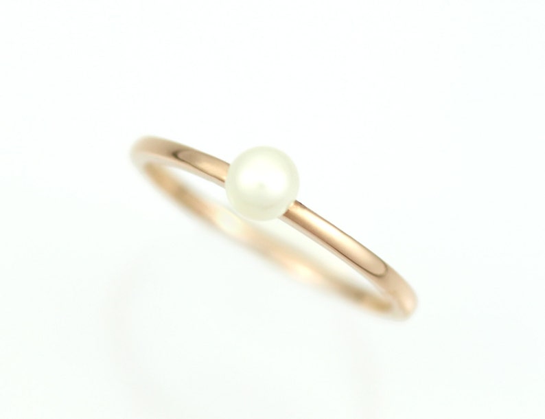 Pearl Ring Gold, Gold Pearl Wedding Ring, Pearl Engagement Ring Gold, Freshwater Pearl Ring, 14k Solid Gold Freshwater Cultured Pearl Ring image 2