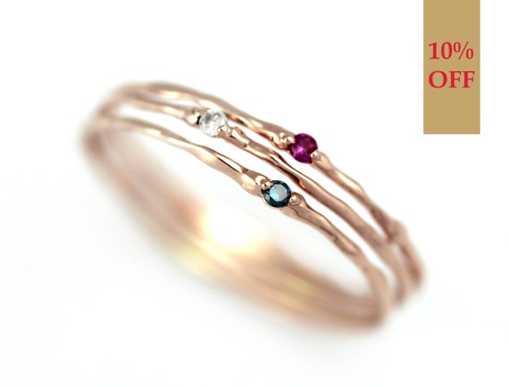 blue diamond stackable ring