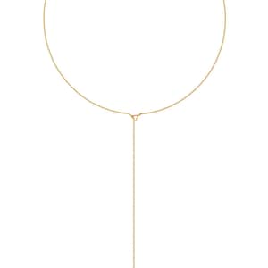 Triangle Lariat Necklace / 14K Solid Gold Necklace / Gold Y Necklace / Triangle Necklace / 14K Delicate Necklace / Gold Lariat Y Necklace image 1