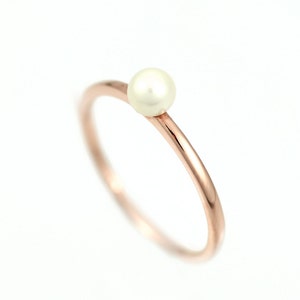 Pearl Ring Gold, Gold Pearl Wedding Ring, Pearl Engagement Ring Gold, Freshwater Pearl Ring, 14k Solid Gold Freshwater Cultured Pearl Ring image 1