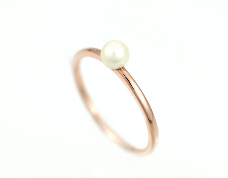 Pearl Ring Gold, Gold Pearl Wedding Ring, Pearl Engagement Ring Gold, Freshwater Pearl Ring, 14k Solid Gold Freshwater Cultured Pearl Ring image 1