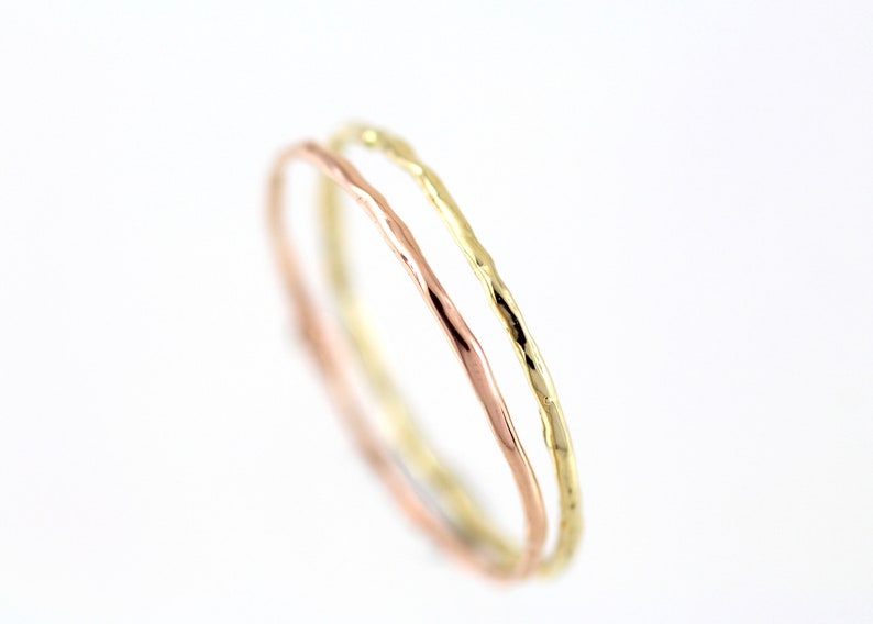 Dainty Gold Ring, Delicate Gold Ring, 14k Solid Gold Stacking Ring, Gold Branch Ring, Simple Gold Band, Hammered Ring,Promise Ring,Tiny ring image 4