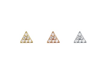 Diamond Triangle Earring, Triangle Earring, 14K Triangle Earring, Solid Gold Triangle Earring, Triangle Piercing, 14K Gold Triangle Piercing