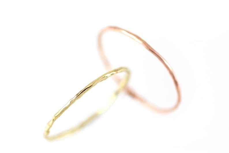 Dainty Gold Ring, Delicate Gold Ring, 14k Solid Gold Stacking Ring, Gold Branch Ring, Simple Gold Band, Hammered Ring,Promise Ring,Tiny ring image 1