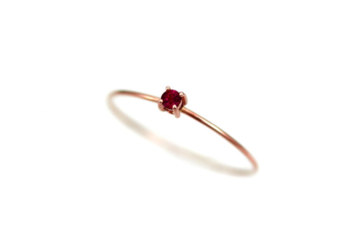 Ruby Ring Gold Ruby Engagement Ring Simple Thin Birthstone - Etsy
