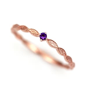 Amethyst Lace Gold Ring, Filigree ring, 14K Gold Ring, Amethyst Ring, February Birthstone Ring, Personalized Ring, Stacking Ring,Dainty Gold
