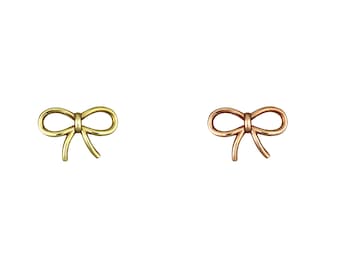 Ribbon Earring, 14K ribbon Earring, Solid Gold Ribbon Earring, Ribbon Piercing, 14K Gold Ribbon Piercing, Ribbon gold earring, Dainty Gold