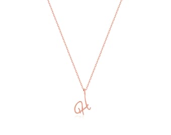 14K Solid Gold Letter Necklace, Personalized Initial Pendant