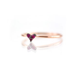 Heart Ruby Ring, Heart Ring, Promise Ring for her, Red Ruby Heart Ring, Delicate Gold Ring Dainty, Solid 14k Gold Natural Ruby Heart Ring image 1