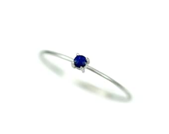 Sapphire Ring Gold, Blue Sapphire Engagement Ring Simple, Blue Sapphire Ring, Natural Sapphire Ring Solid 14k Gold, Thin Sapphire Gold Ring
