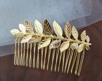 Gold Laurel Leaf Headpiece Head Piece Leaf Hairpiece Hair Piece Bride Bridal Bridesmaid Rustic Grecian Wedding Accessories Autumn Fall Gift