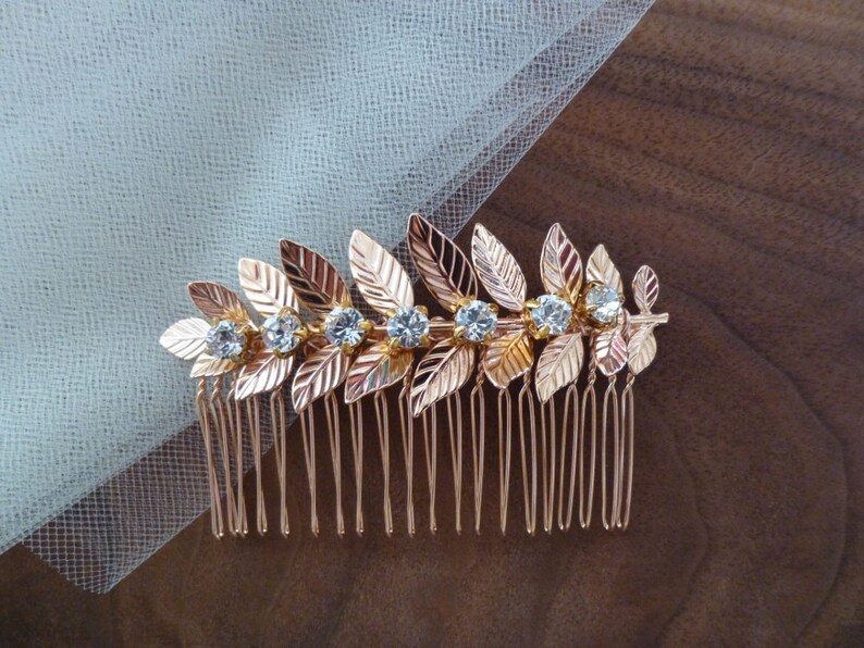 Rose Gold Leaf Headpiece Laurel Head Piece Crystal Hair Piece Etsy