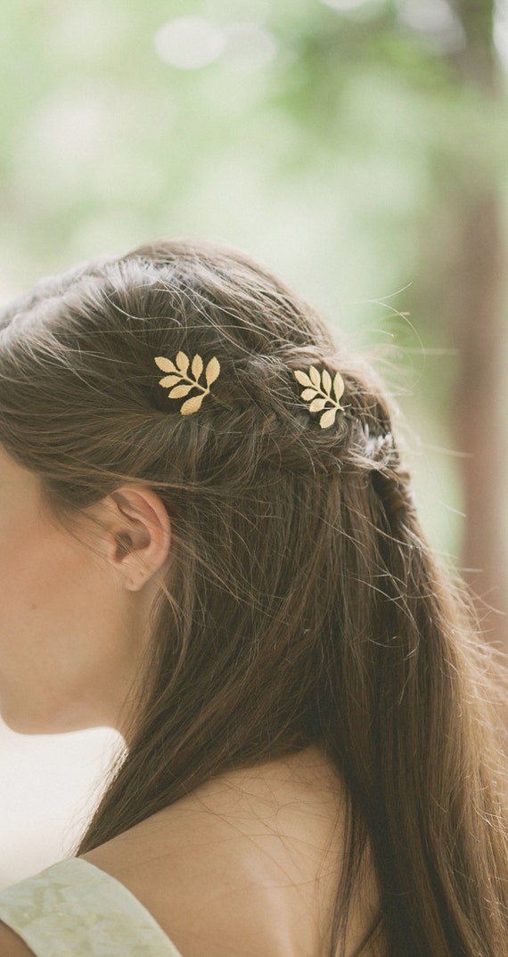 Gold Bridal Hair Pins Bridal Bobby Pins Wedding Hair Pins Leaf Etsy