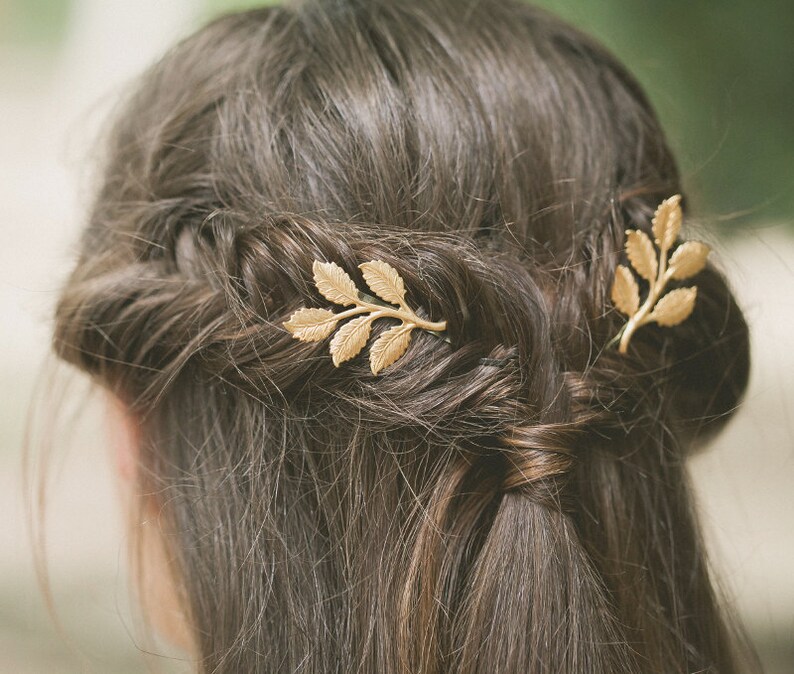 Grecian Leaf Hair Pins Gold Leaf Bobby Pins Leaf Hair Clips Etsy