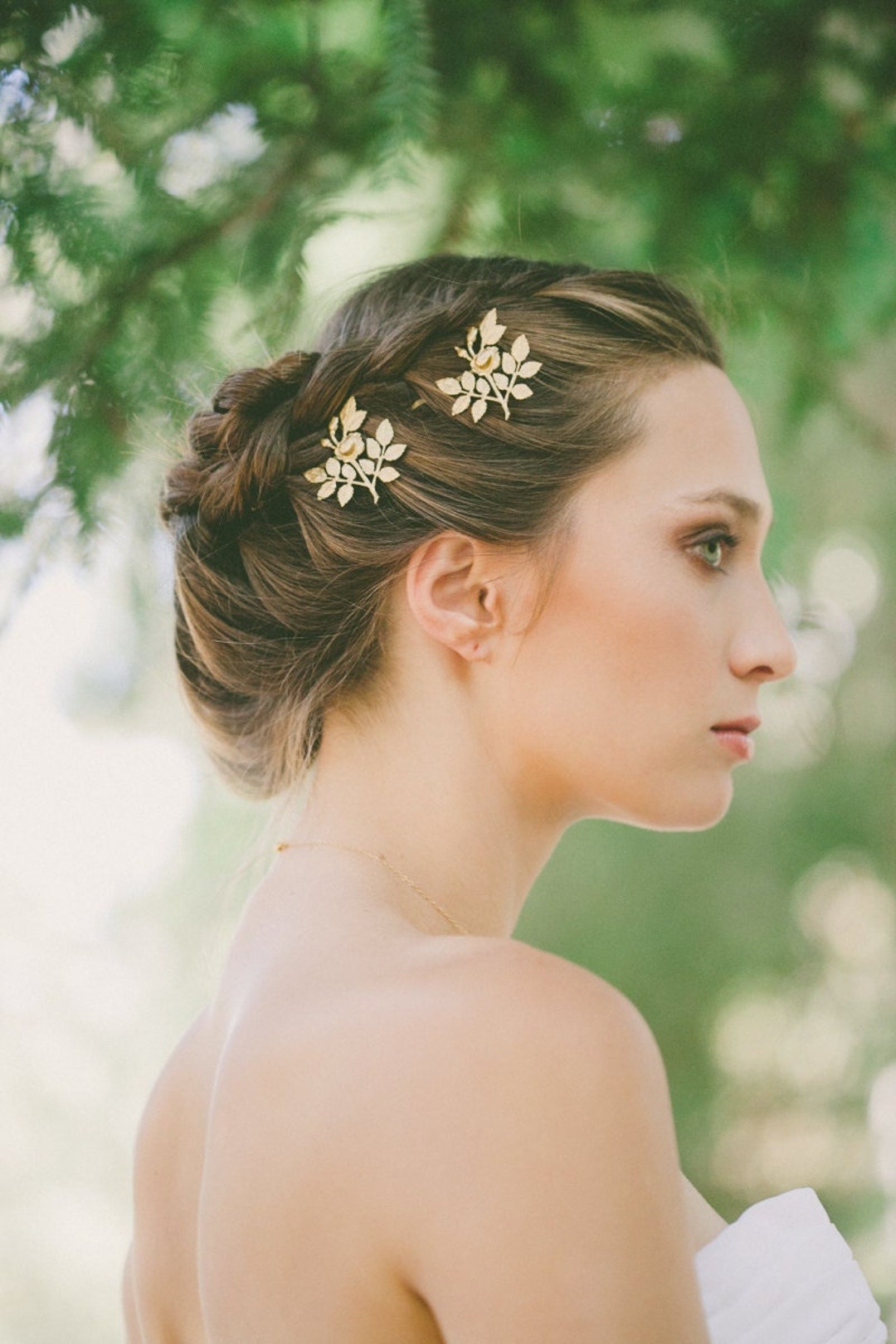 Bridal Rose Hair Accessories Gold Flower Bobby Pins Hair Clips Etsy