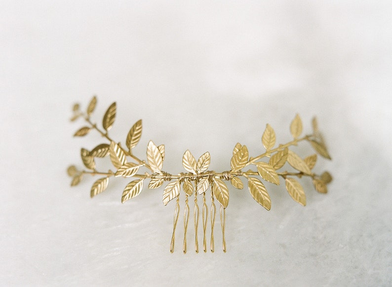 Grecian Hair Piece Bridal Hairpiece Gold Laurel Leaf Headpiece Etsy