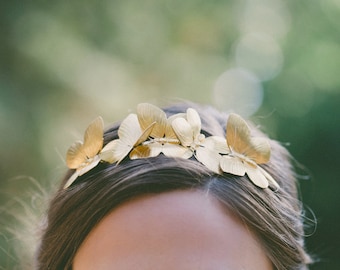 Gold Butterfly Headband Fairy Hair Accessories Hairpiece Hair Piece Headpiece Head Piece Forest Nymph Costume Autumn Fall Unique Womens Gift