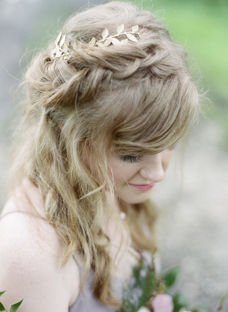 Grecian Hair Piece Bridal Hairpiece Gold Laurel Leaf Headpiece Etsy