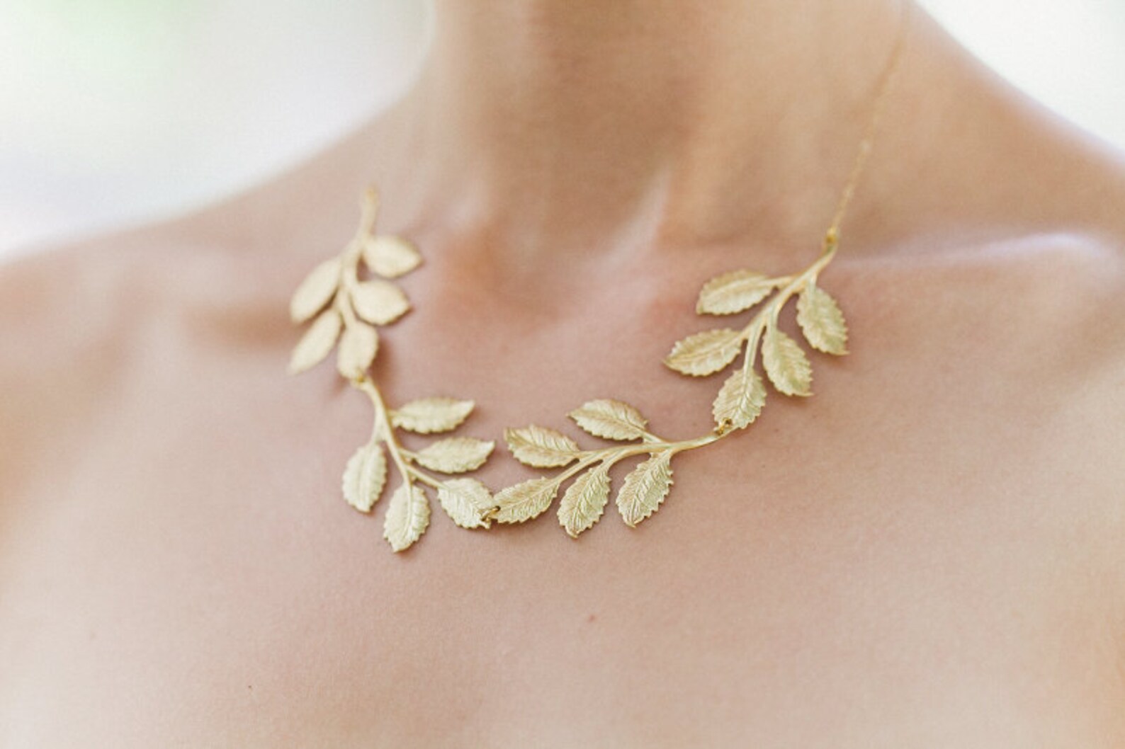 Bridal Leaf Necklace Gold Leaf Jewelry Leaf Statement Necklace Etsy