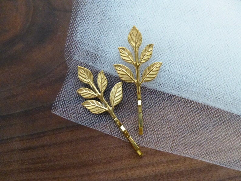 Grecian Leaf Hair Pins Gold Leaf Bobby Pins Leaf Hair Clips Etsy