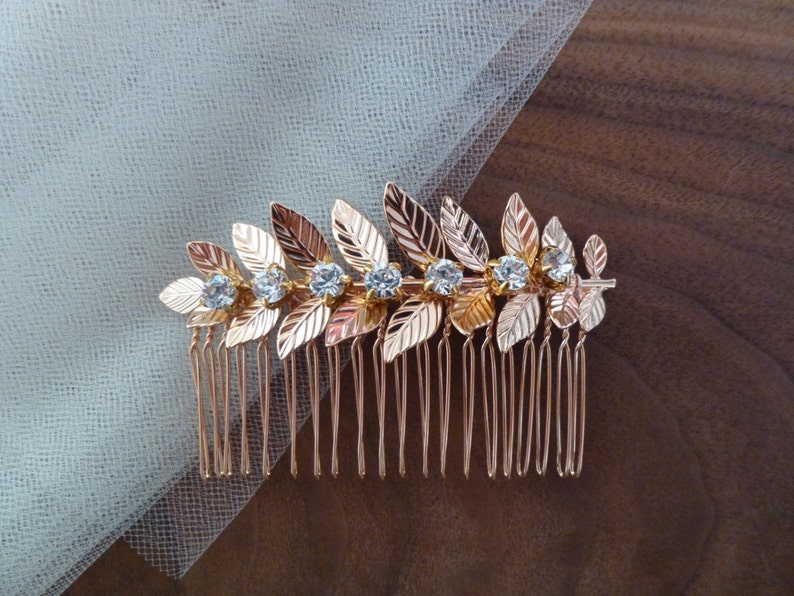 Rose Gold Leaf Headpiece Laurel Head Piece Crystal Hair Piece Etsy