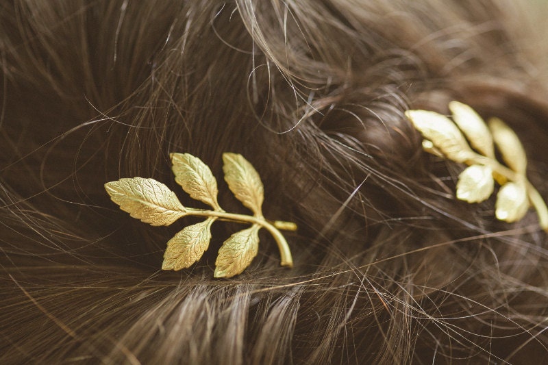 Grecian Leaf Hair Pins Gold Leaf Bobby Pins Leaf Hair Clips Etsy