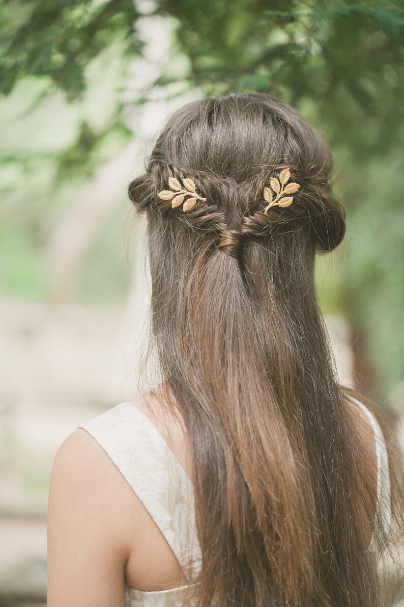 Grecian Leaf Hair Pins Gold Leaf Bobby Pins Leaf Hair Clips Etsy