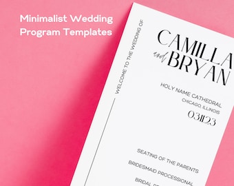 Modern Minimalist Wedding Program Template | Sleek Wedding Program | Simple Wedding Programs | Canva Template | Program Template