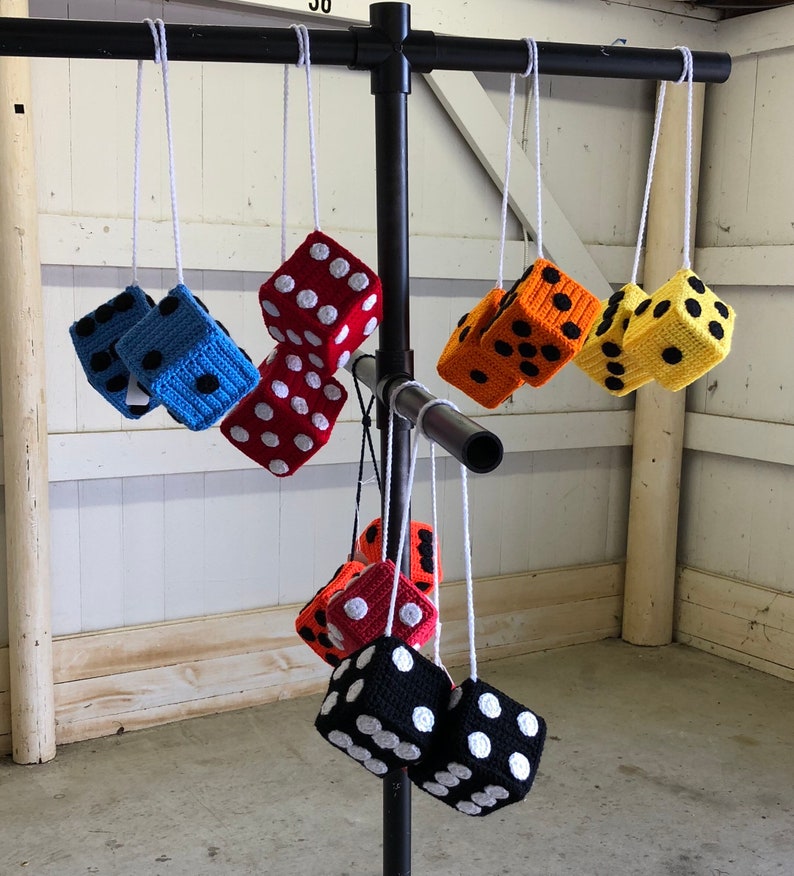 Hanging Crocheted Mirror Dice. Etsy