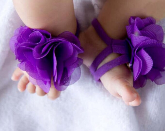 Baby Flower Shoes Dark Violet Baby Shoes Baby Barefoot Sandals - Etsy