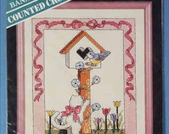 Cat & Birdhouse Cross Stitch Kit: Banar Designs CSM-609 (8x10 Design)