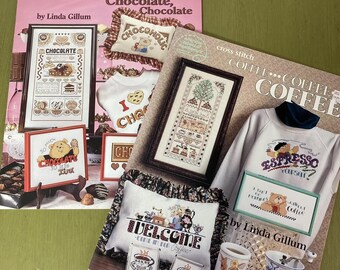 Vintage Coffee & Chocolate Cross Stitch Patterns by Linda Gillum (Lot of 2)