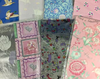 Vintage Carlton Cards Gift Wrap: 8 Sealed Packages, Floral & Cartoon