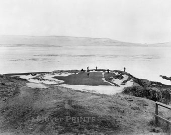 7th Hole, Pebble Beach Golf Course, Del Monte, California, 1910s (Black and White Historical Photograph, Giclée Print)