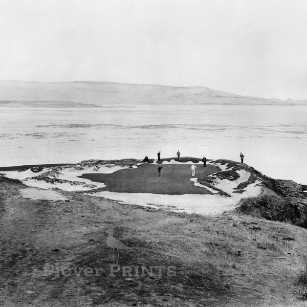 7th Hole, Pebble Beach Golf Course, Del Monte, California, 1910s (Black and White Historical Photograph, Giclée Print)