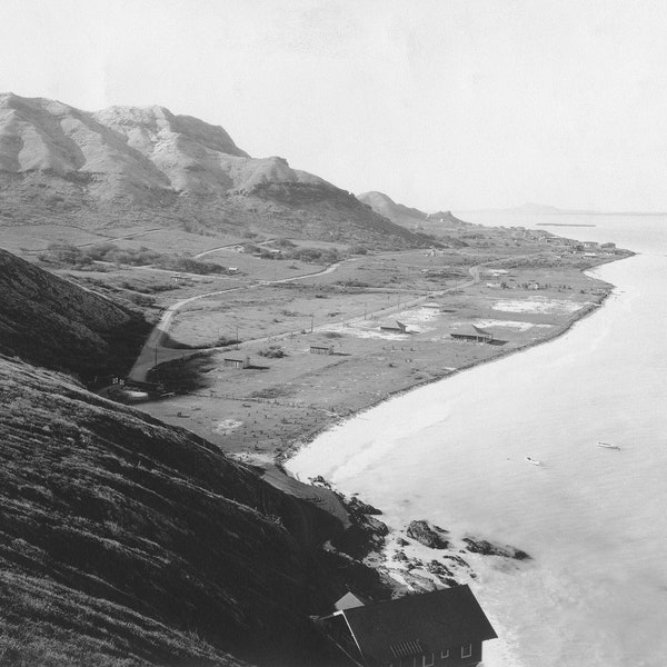 Lanikai before the Mansions, Oahu - Vintage Hawaii black and white photo print