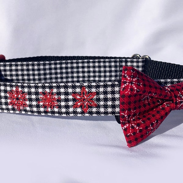 Holiday Eco-friendly Handmade Custom Dog Collar Dog Bow Tie Dog Leash for Extra Small Dog - Extra Large Dog Made from Upcycled Material