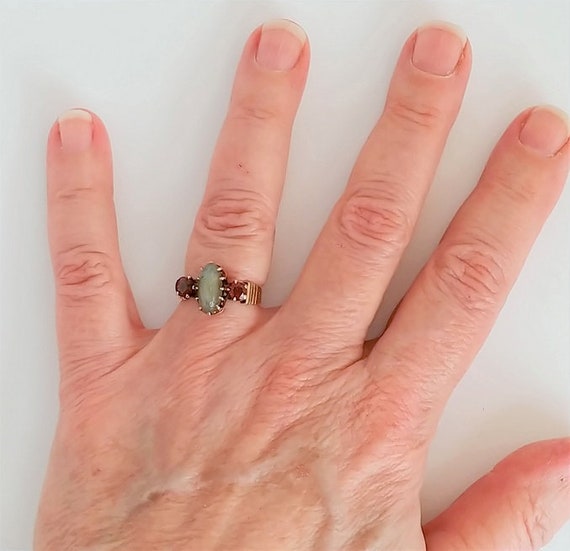Victorian Labradorite and Garnet Ring