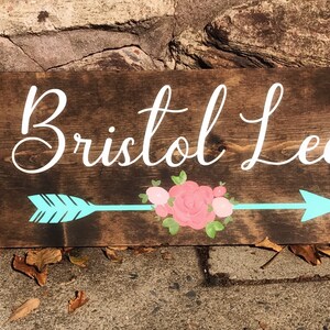 Personalized Nursery Decor, Floral Nursery, Baby Girl Nursery, Floral Arrow, Nursery Sign, Personalized Sign, Nursery Art, Wood Sign,