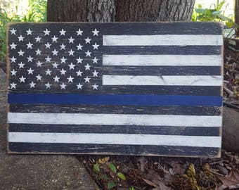 Blue Lives Matter Flag//Thin Blue Line Wood Flag//Wooden Flag//American Flag//American Wood Flag//Law Enforcement//Wood Flag//Rustic Flag//