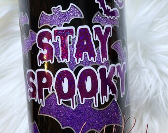 Stay Spooky Glitter Tumbler//Bats//Glitter Tumbler//Customized Glitter Tumbler//Personalized Glitter Tumbler//Glitter Personalized Tumbler