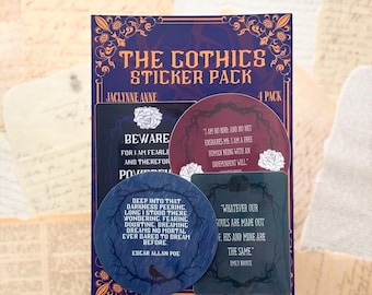 Gothic Literature Sticker Pack - Wasserdichte Vinyl-Buchsticker