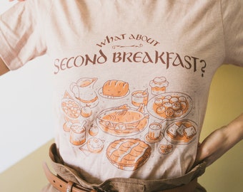 What About Second Breakfast? Unisex Book Shirt | Quote - Slogan T-shirt – Literature Gift - Gift for Book Lover - Literary Clothing