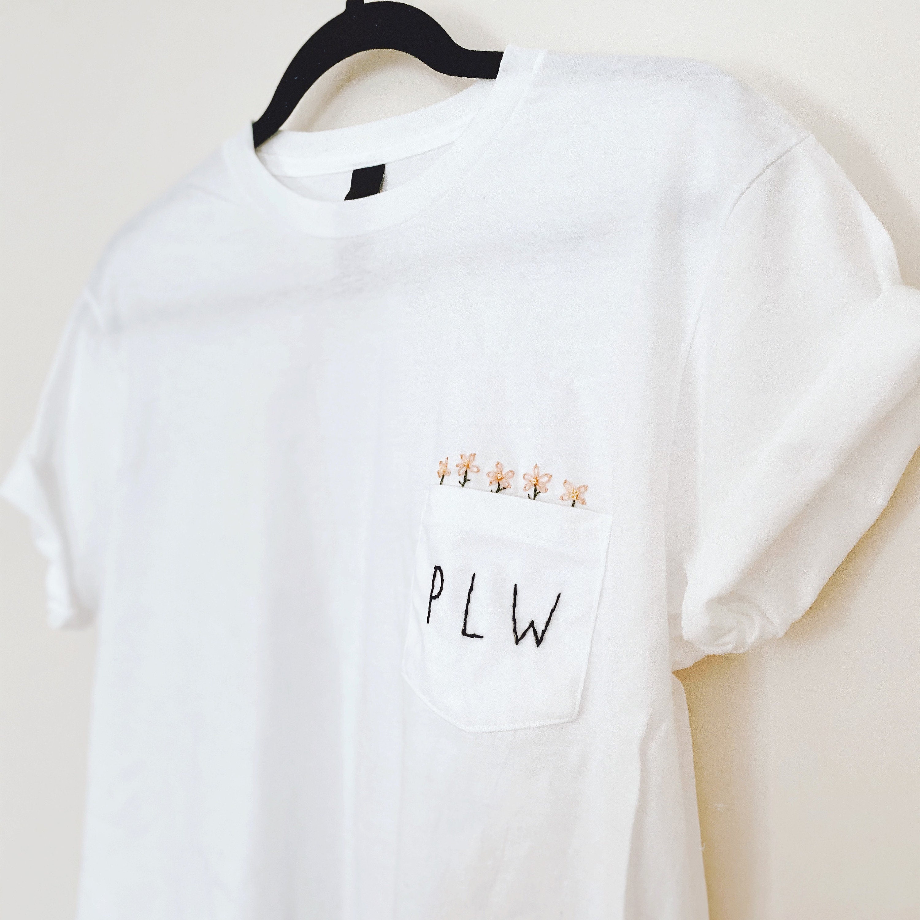 Custom Embroidered Pocket Tee | Etsy 