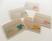Heart and Arrow Wedding Place Card Labels Stickers. Modern Whimsical Wedding Escort Cards Favors Labels. Rectangle Wedding Favor Labels
