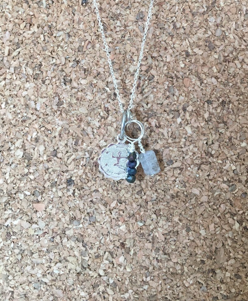 Sagittarius Zodiac Necklace Labradorite Sterling Silver Necklace Spinel
