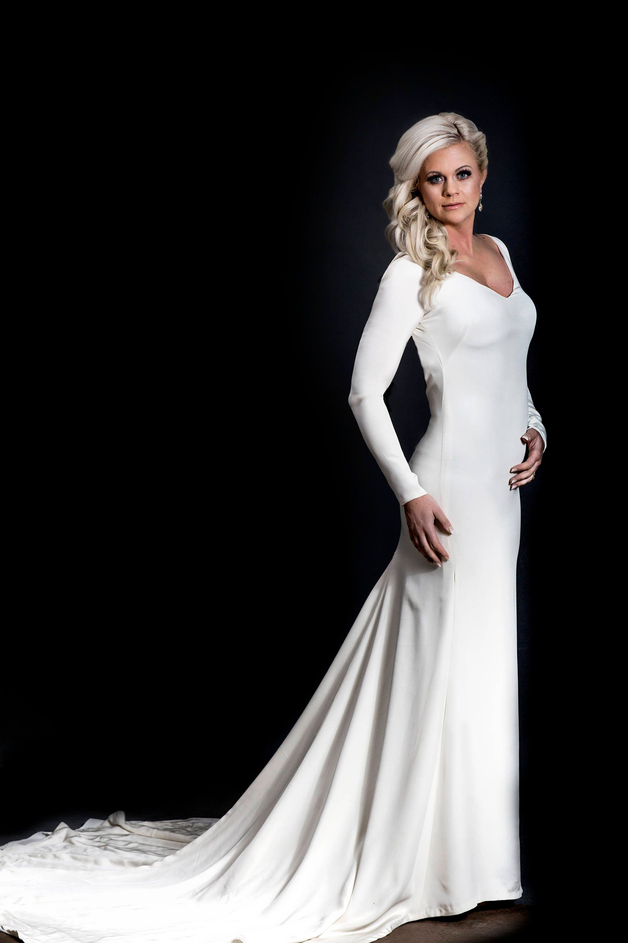 plain silk wedding gown