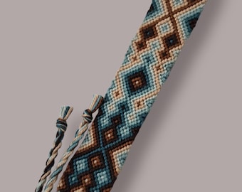 Geometric Aztec, Brown & Soft earthy Jade/Turquoise Friendship Bracelet